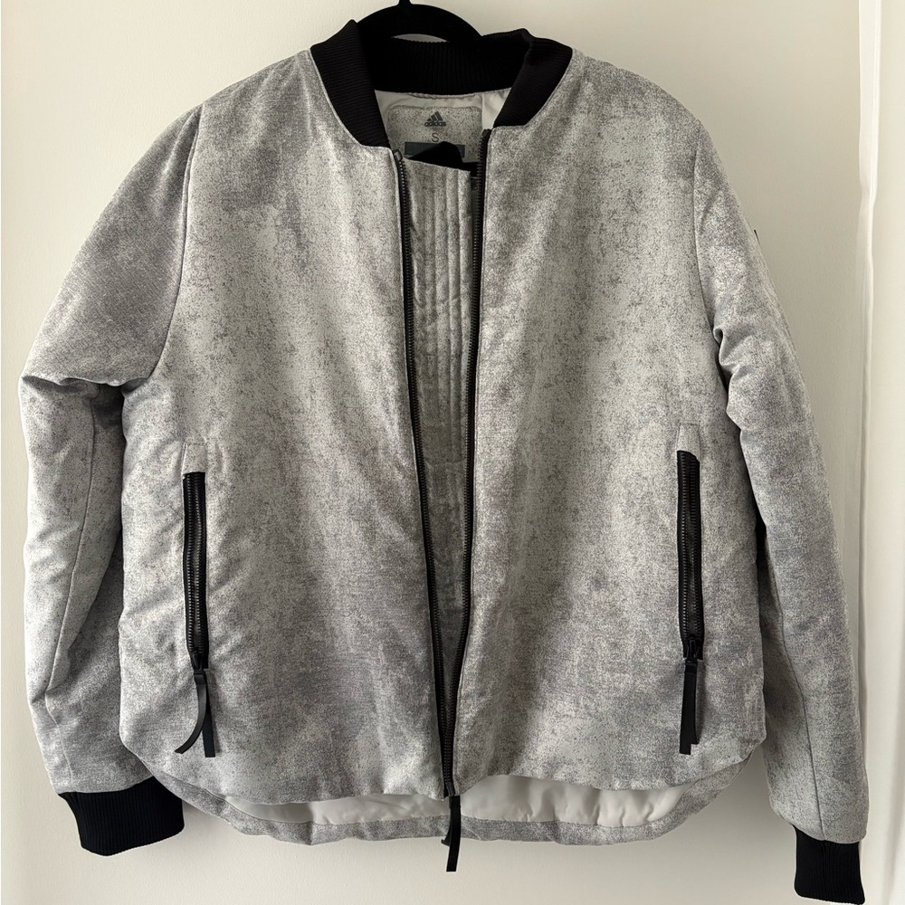 Adidas Gray Bomber Jacket with Black Accents